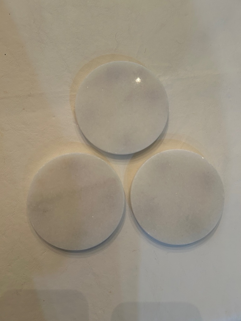 Set of 3 Round White Marble Coasters
